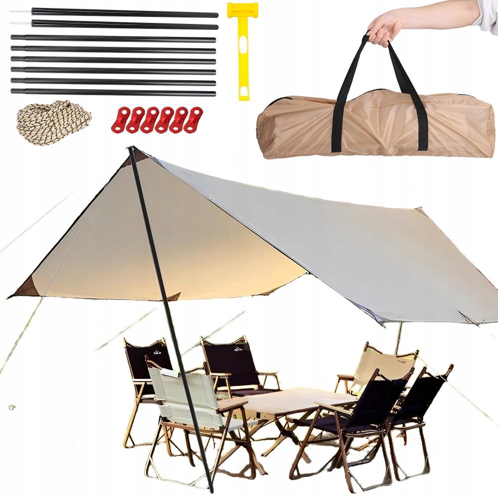 Turistický Tarp Plachta Voděodolná Přenosná 300 X 300 CM