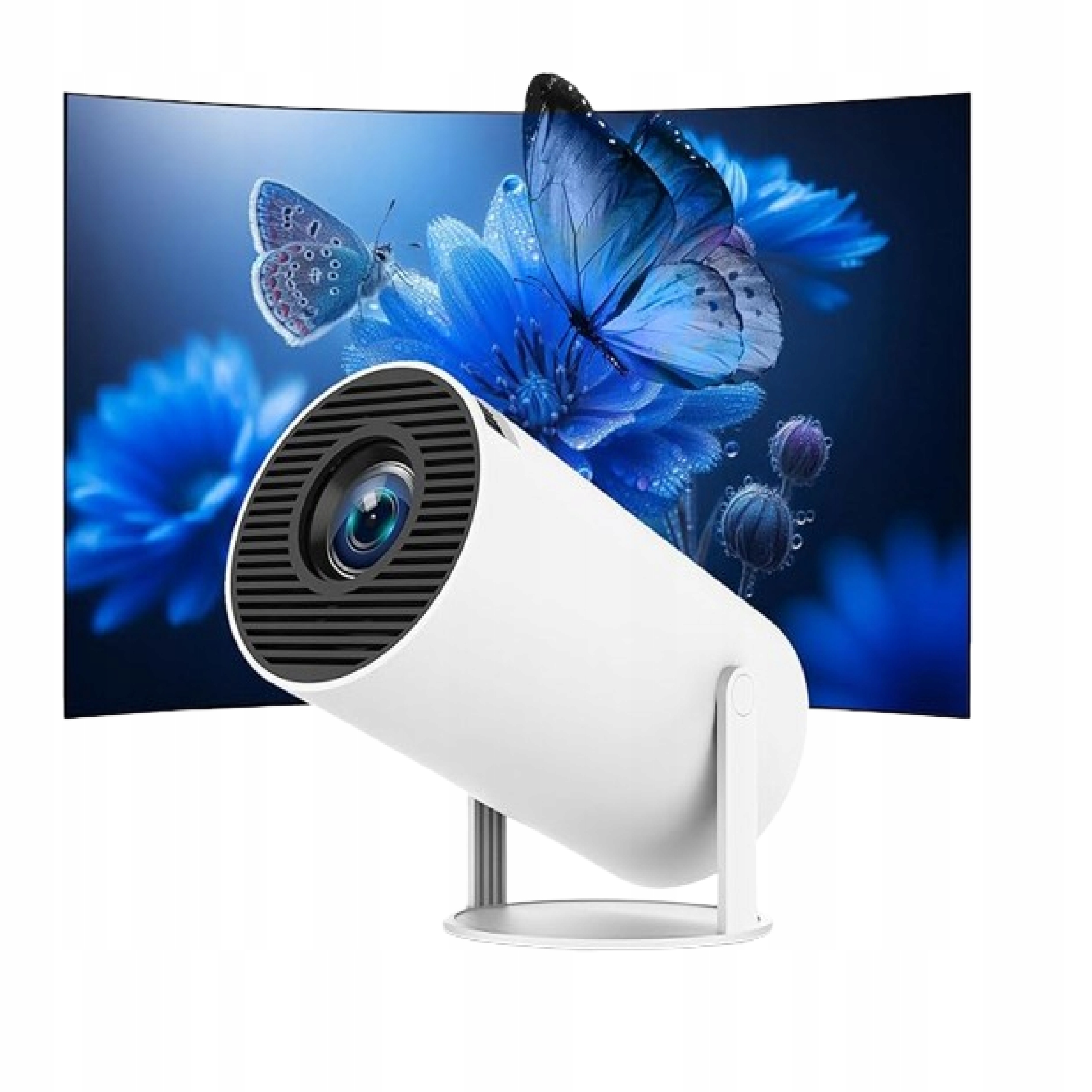 Rzutnik Projektor Full Hd WiFi Bluetooth Smart Obrotowy Biały Z Głośnikiem