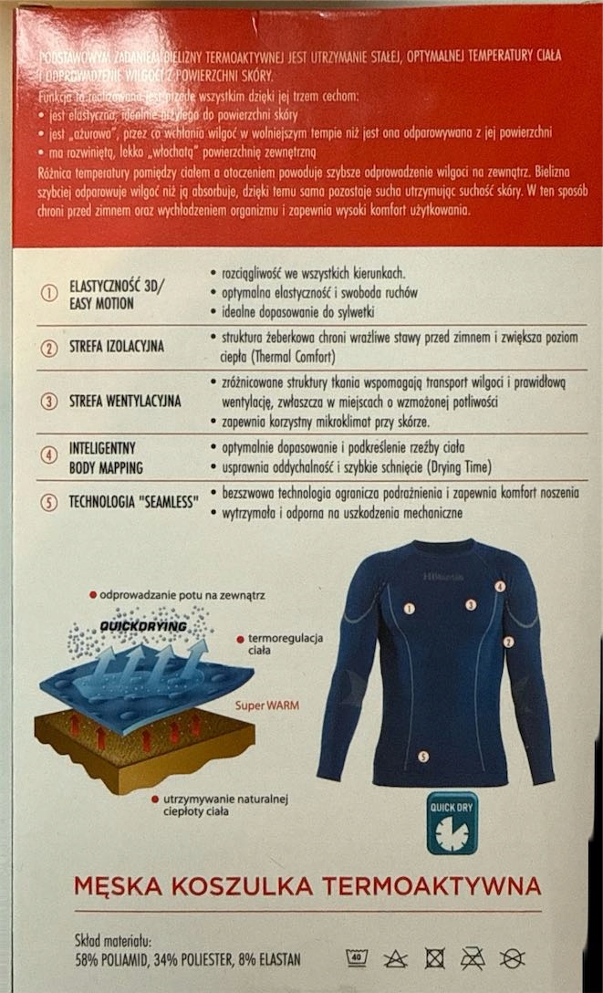 Bielizna długi rękaw HiMountain zima czarny r. M/L Męska Koszulka