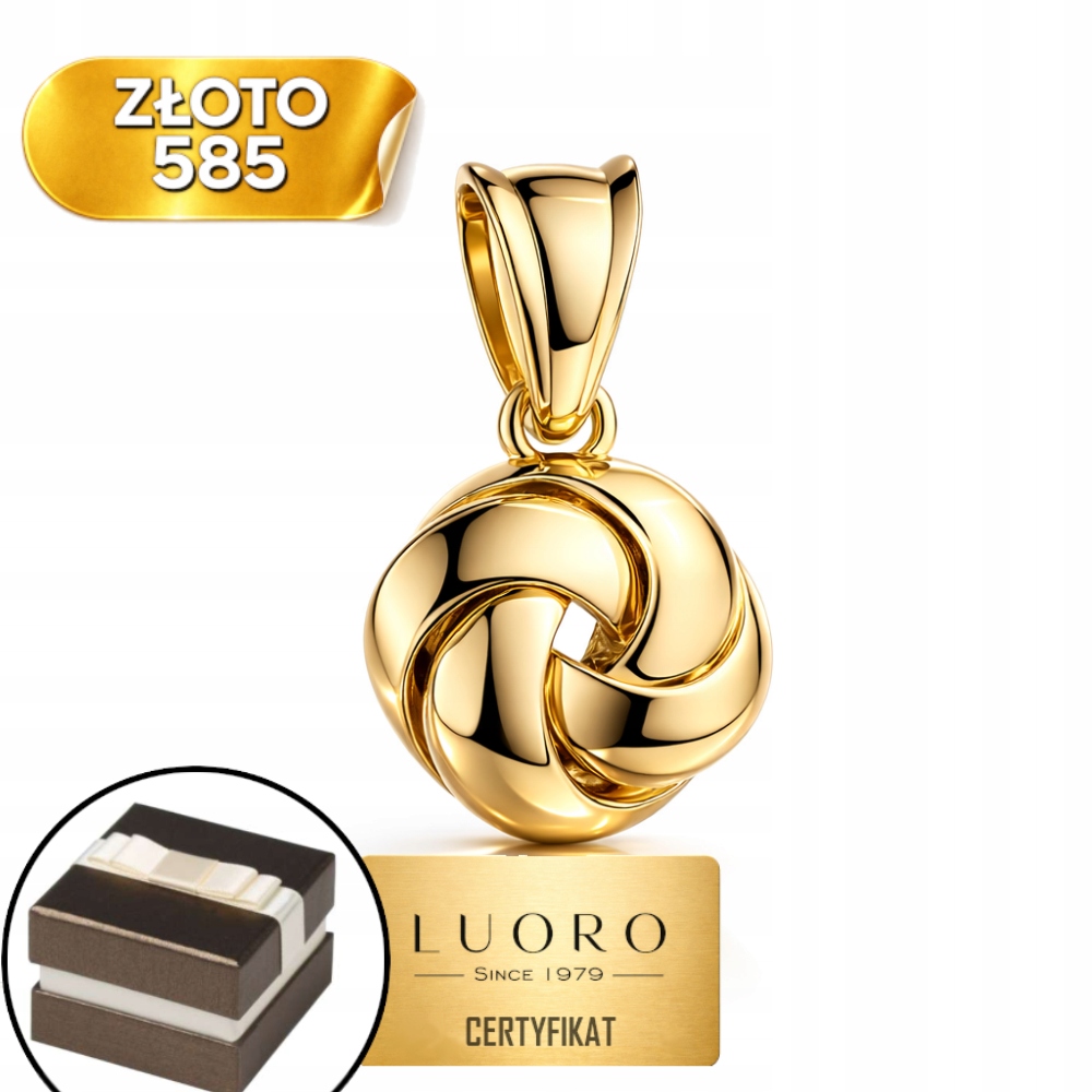 Přívěsek Zlatý 585 14K Uzlíček Kolečko 17 MM Elegantní Dárek