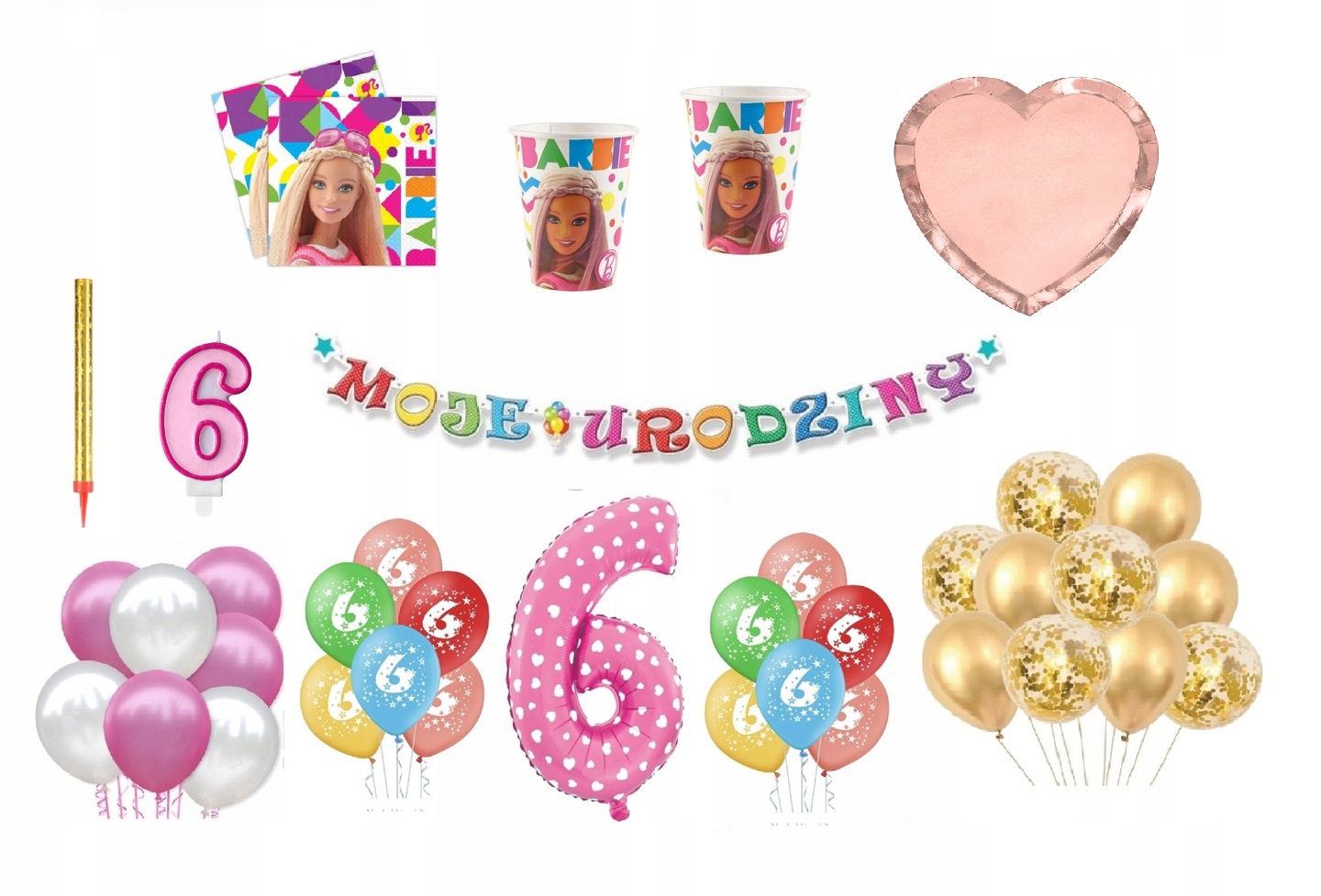 

Zestaw Barbie 6 Urodziny Balony