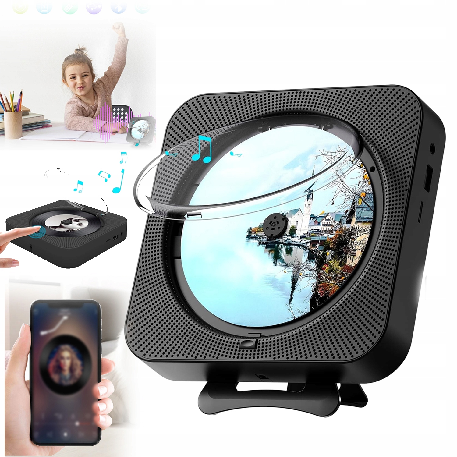 Bluetooth 5.1 CD Přehrávač Pro Domácí Usb Sd Rádio Fm Reproduktory