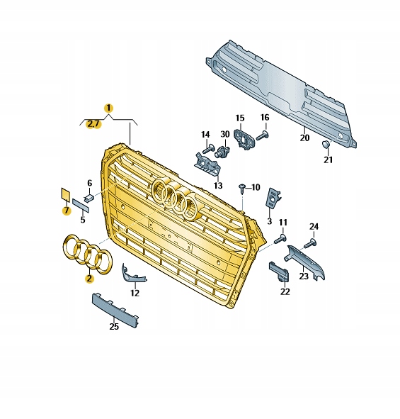 ATRAPA CHŁODNICY GRILL PRZÓD PRZEDNI AUDI A4 B9 CZARNY CHROM ORYGINAŁ ASO Producent części Audi OE