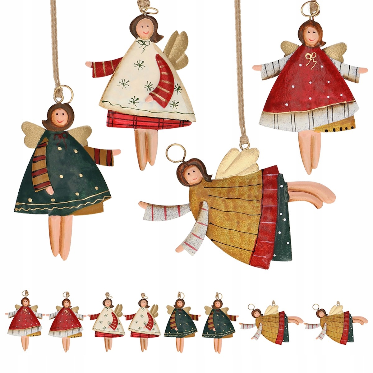 

Metalowe Zawieszki Bombki Na Choinkę Aniołki 12szt