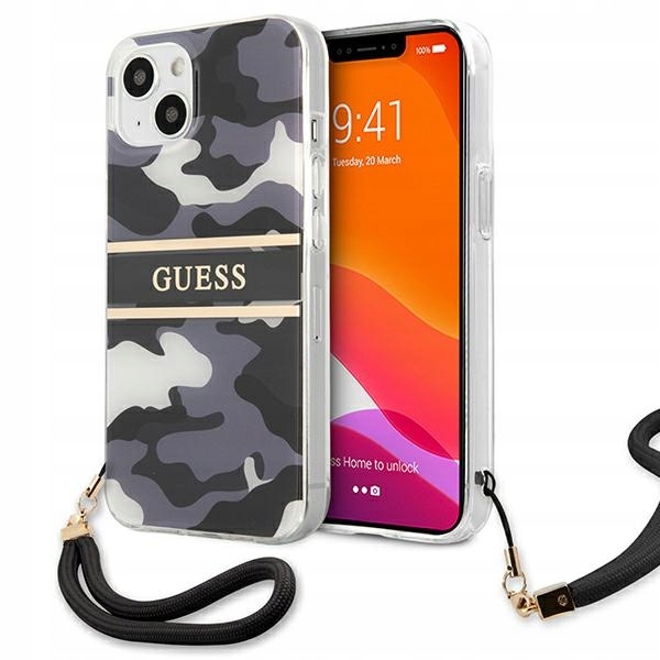 Etui Guess Camo Strap Collection na iPhone 13 czarne Guess