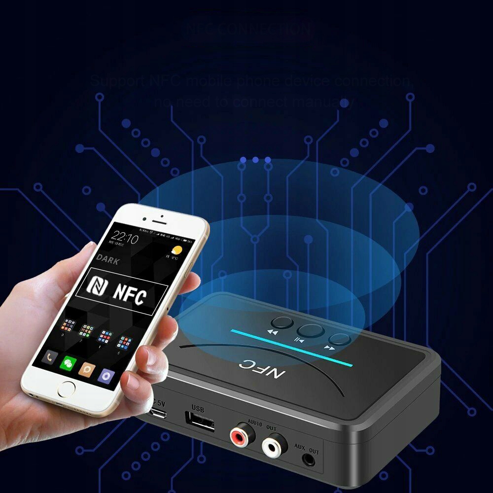 ODBIORNIK ADAPTER BLUETOOTH 5.0 NFC 2RCA AUX 3.5mm Kod producenta Odbiornik adapter