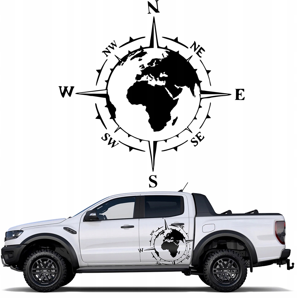 2X наклейка карта мира Роза ветров компас 94x94