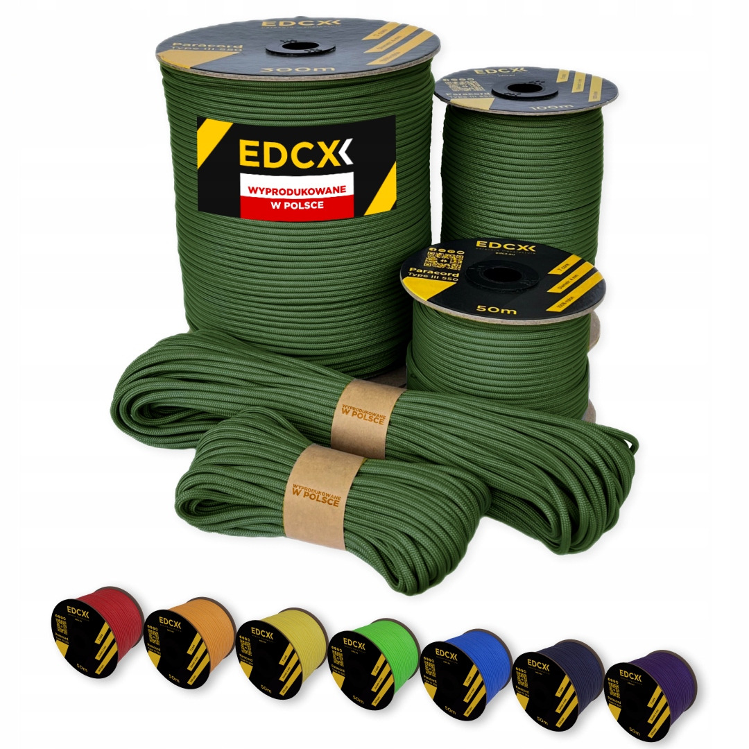 Linka Edcx 4 mm Paracord 550 (Moss , 300 m) Wyprodukowane w Polsce
