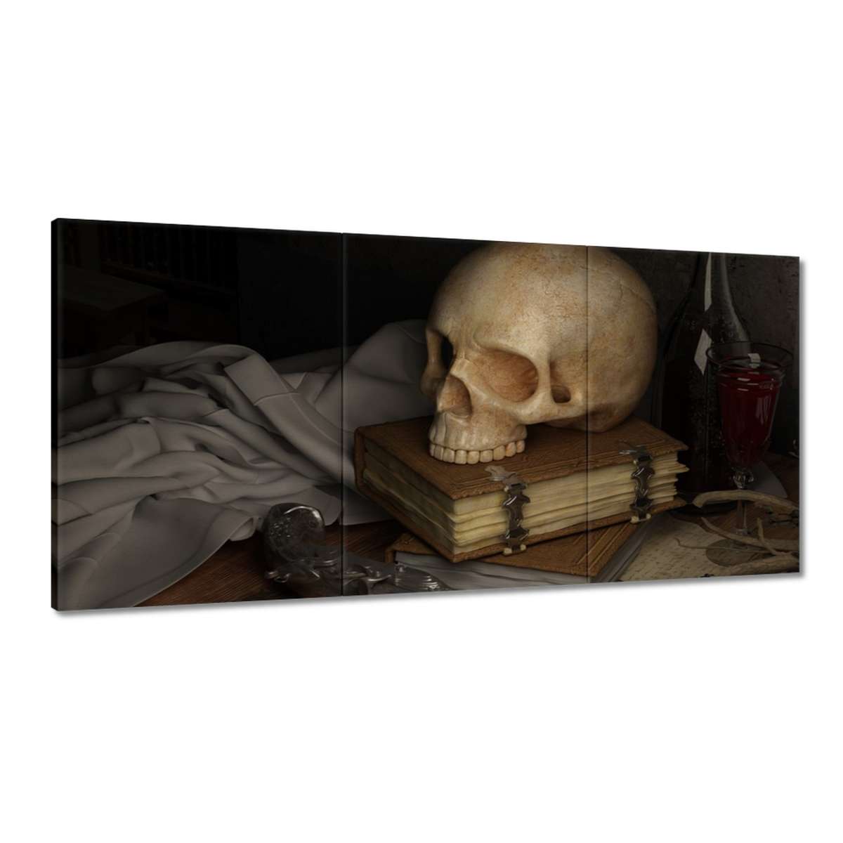 Obrazy 180x90 Lebka Čierne Pistolet