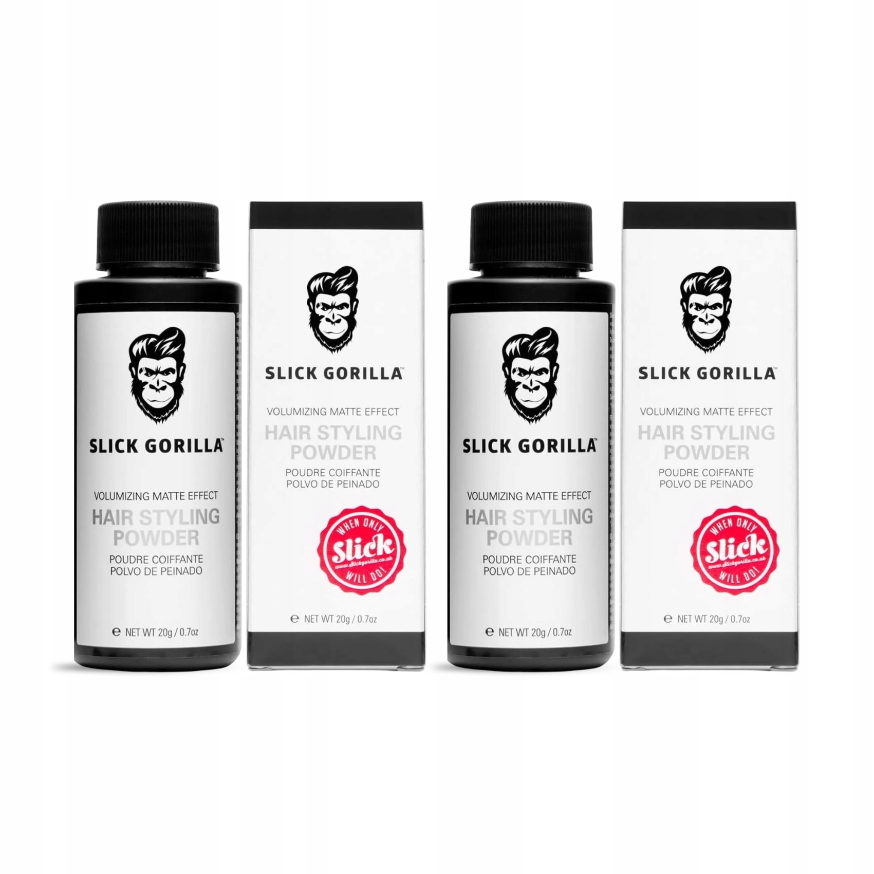 2x Slick Gorilla pánský pudr pro styling vlasů dodávající objem 20 g
