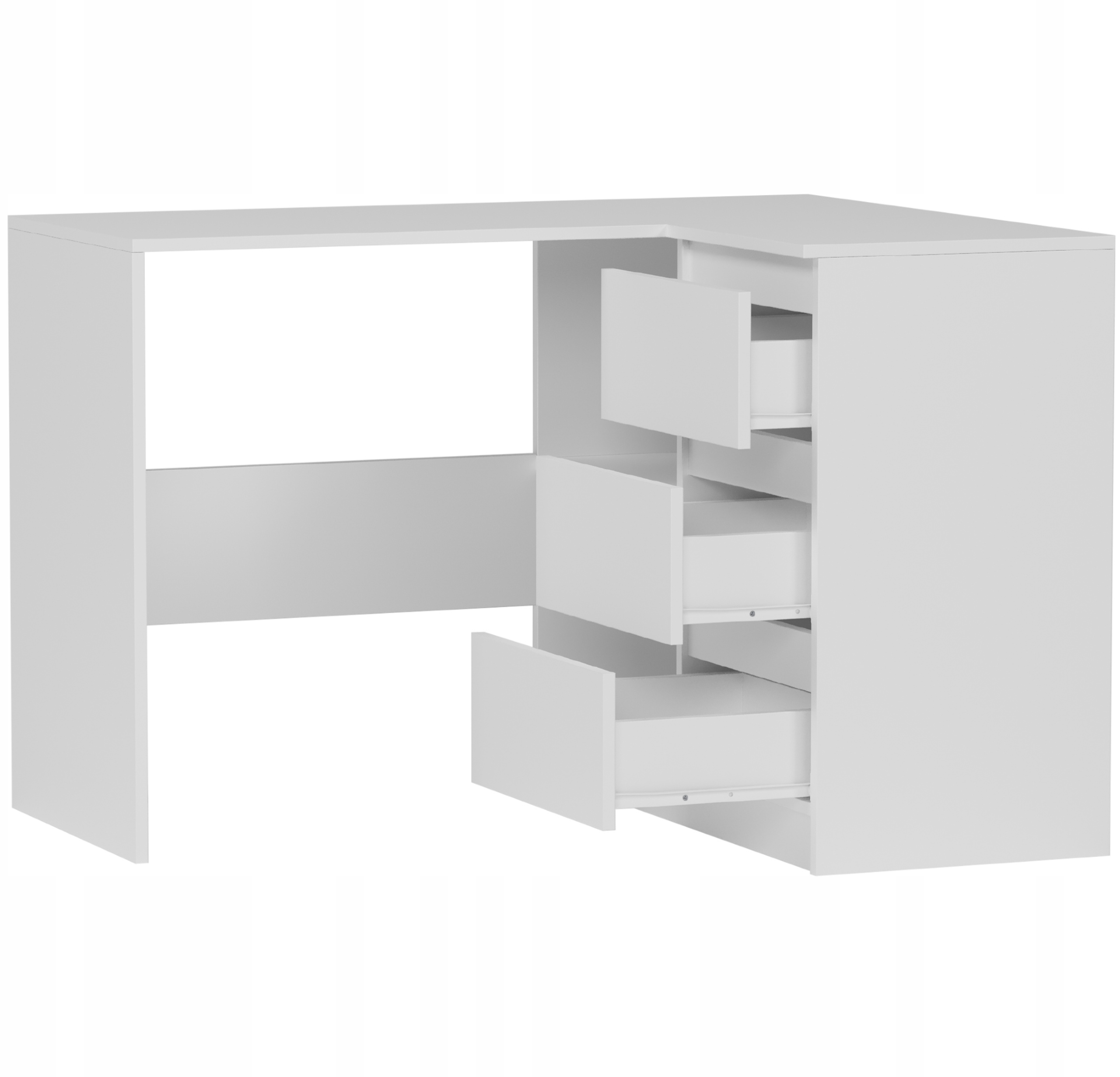 MEBLE BIURKO NAROŻNE KOMPUTER PRAWE BIAŁE N-4P