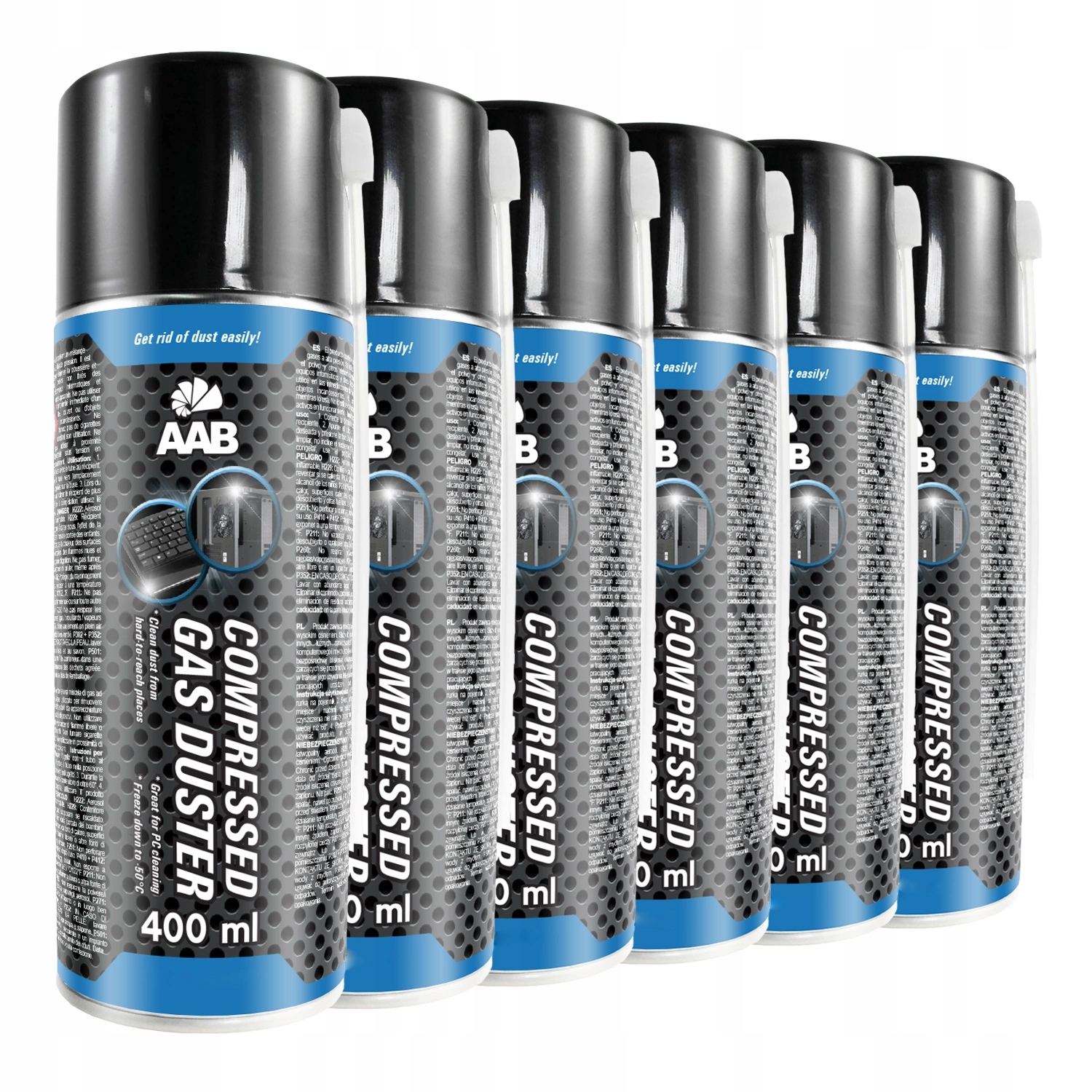 6x AABCOOLING SPRĘŻONE POWIETRZE 400ml + 12x RURKA CZYSZCZENIE TELEFONU