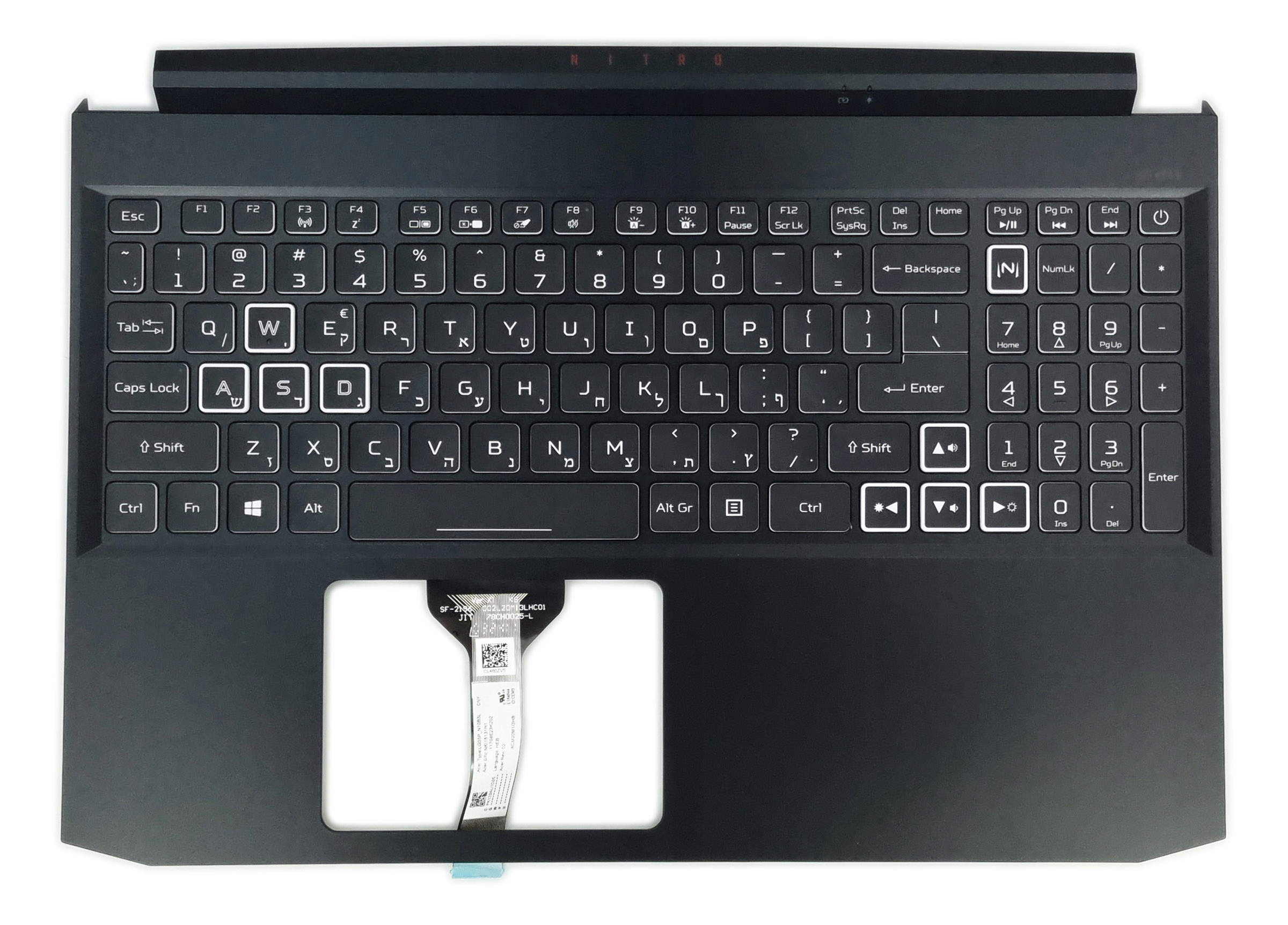 Nová Krytka Klávesnice Acer Nitro 5 AN515-55 RTX3060 Rgb Hebrejská