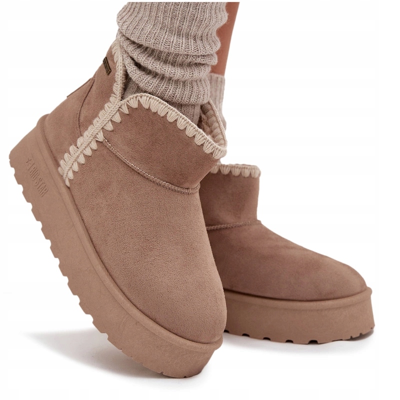 Dámské Sněhule Na Platformě S Prošíváním Big Star SS274129 Béžové 41