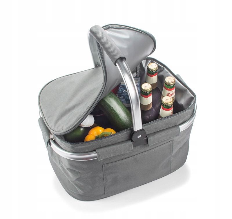 Składany Kosz Piknikowy Termiczny szary