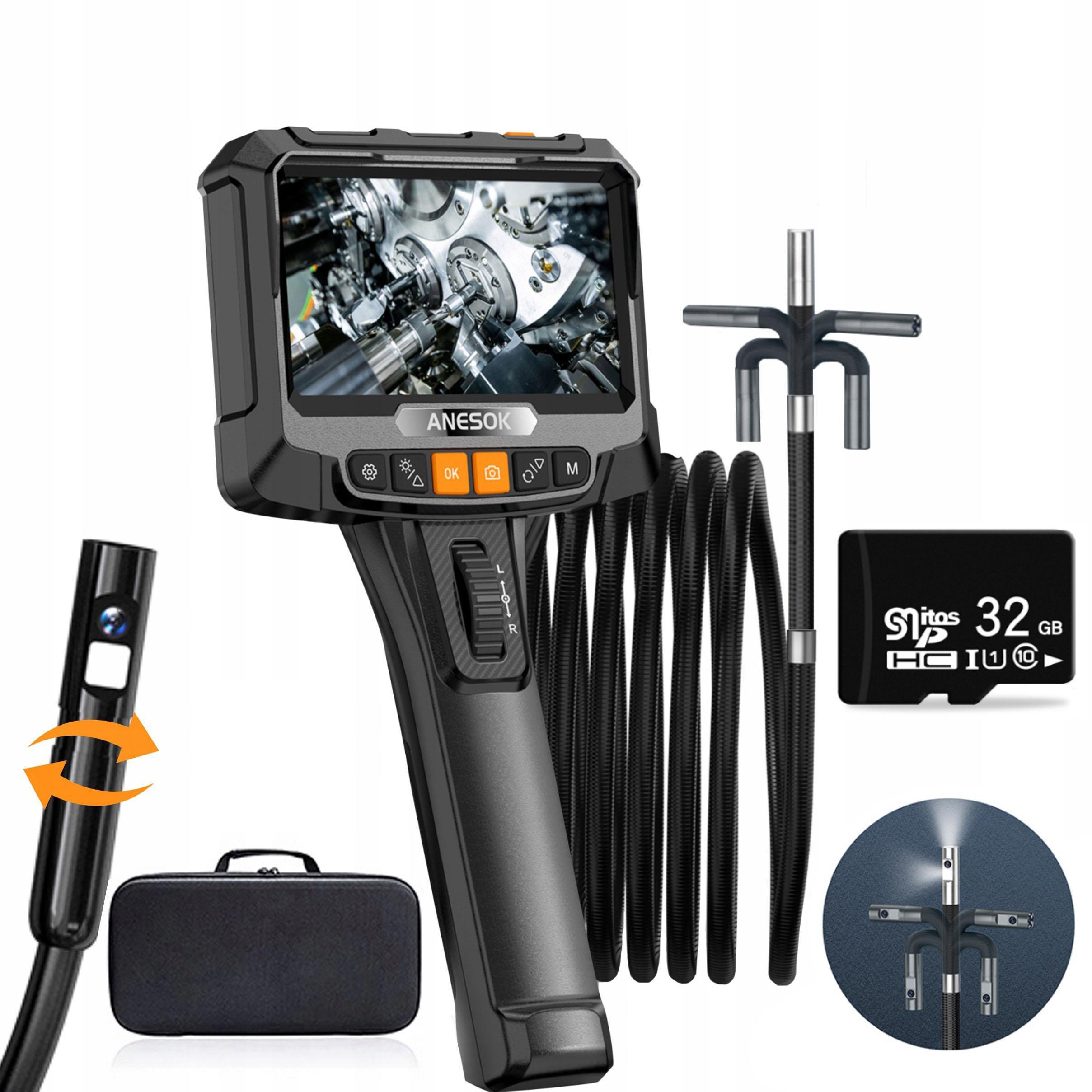 Inšpekčná Kamera S Pohyblivou Otočnou Hlavou Endoskop 8mm 2m 360° IP67 Sd Karta 32GB