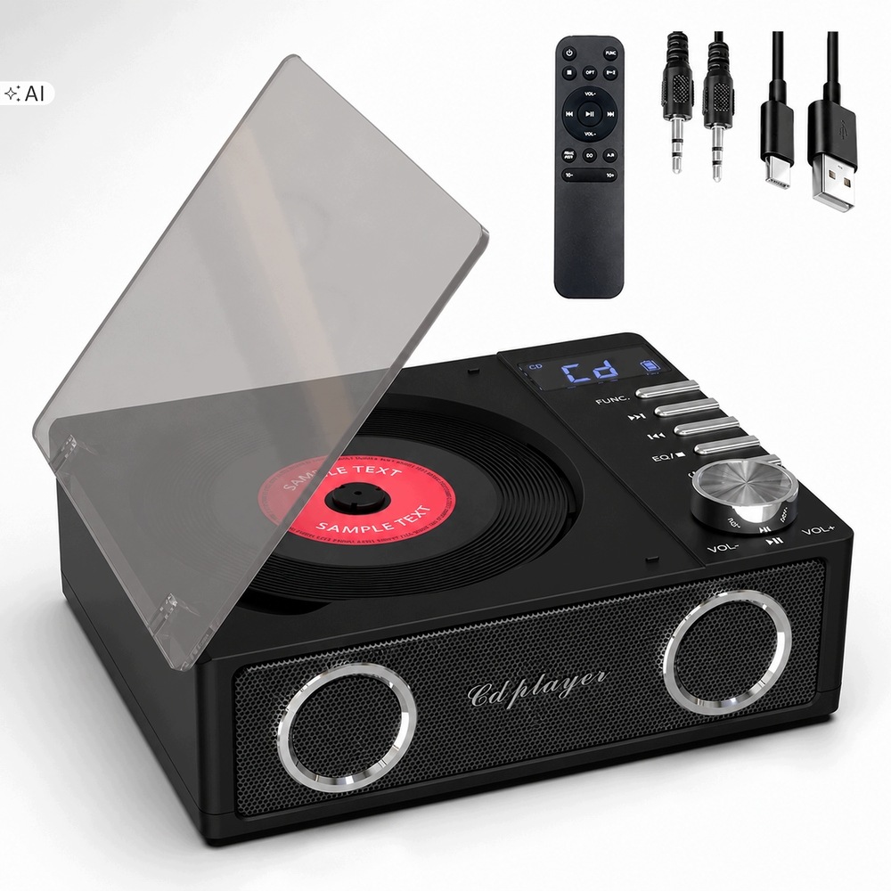 Přenosný Retro CD Přehrávač S 4000MAH Baterií A Reproduktorem