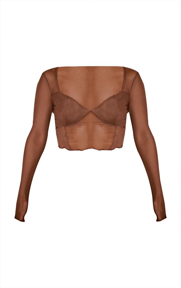 O002E19 PrettyLittleThing CROP TOP BRĄZ SIATKA 40 Rozmiar 40