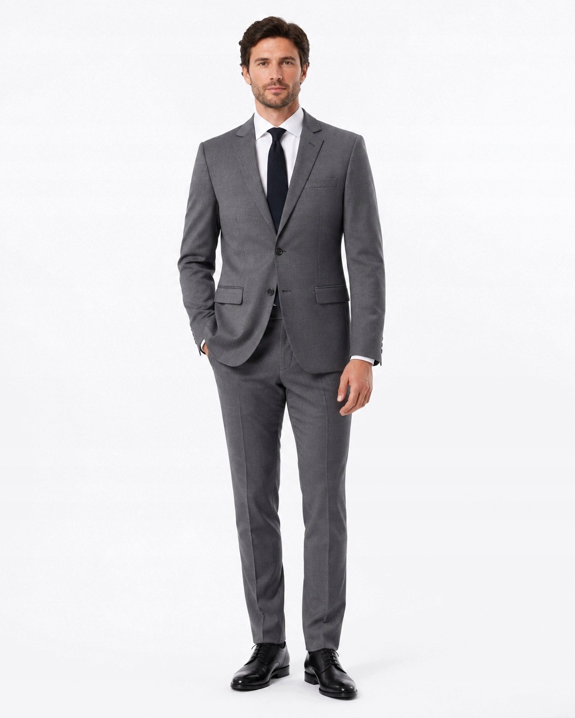 Pánský Elegantní Šedý Klasický Slim Fit Oblek 46/170