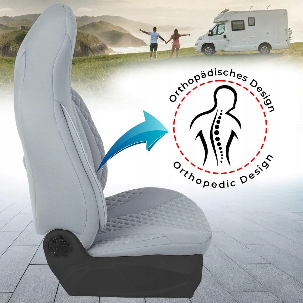 Pokrowiec na przednie fotele Bremer poliester szary uniwersalne Model PL409