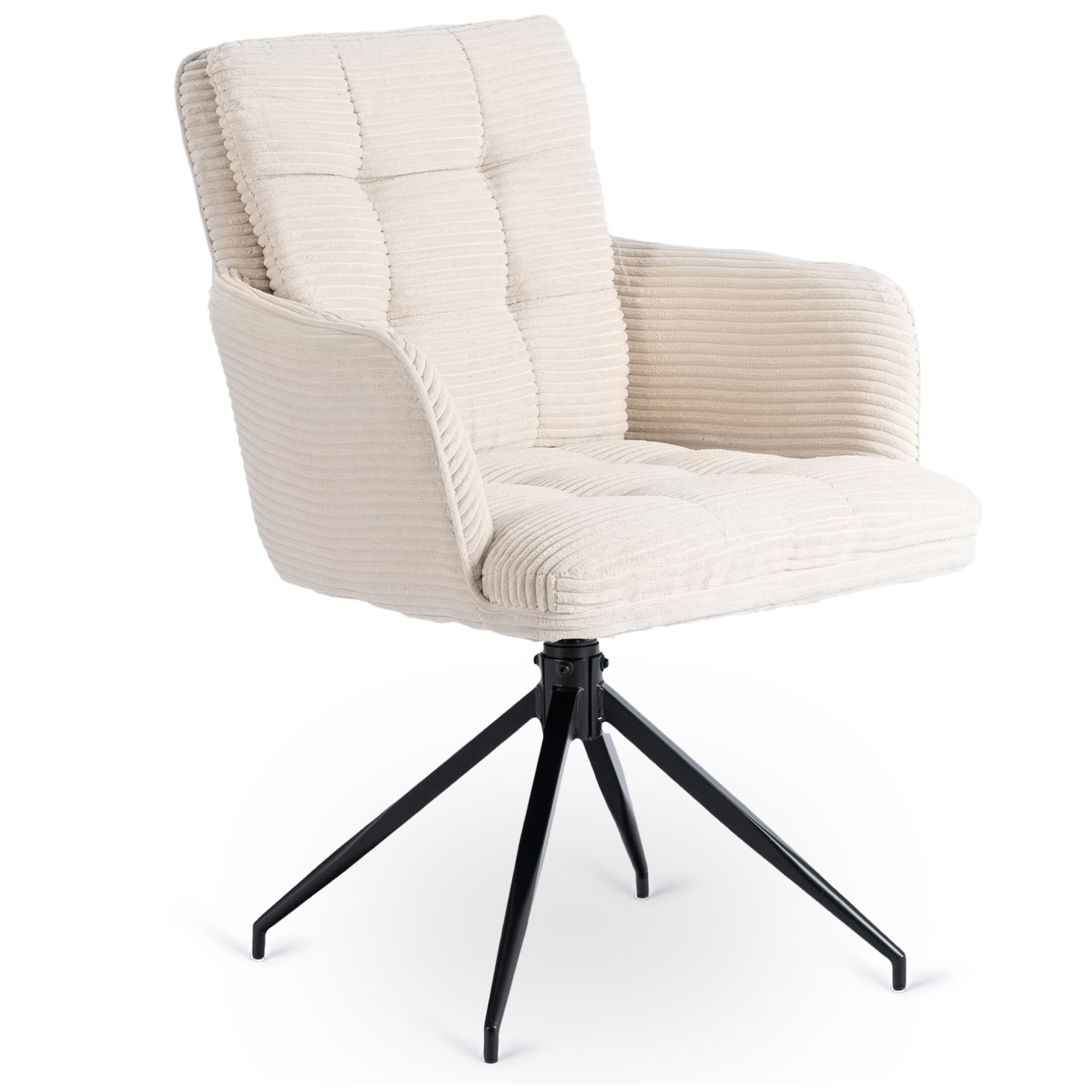 Otočné křeslo s čalouněním, krémové, do kuchyně a jídelny Akita