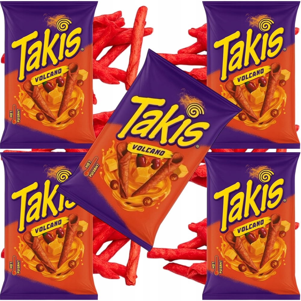 Levně 5 x Chipsy Kukuřičné křupky Tortilla Chips Hot Sýrové Volcano 100 g Takis