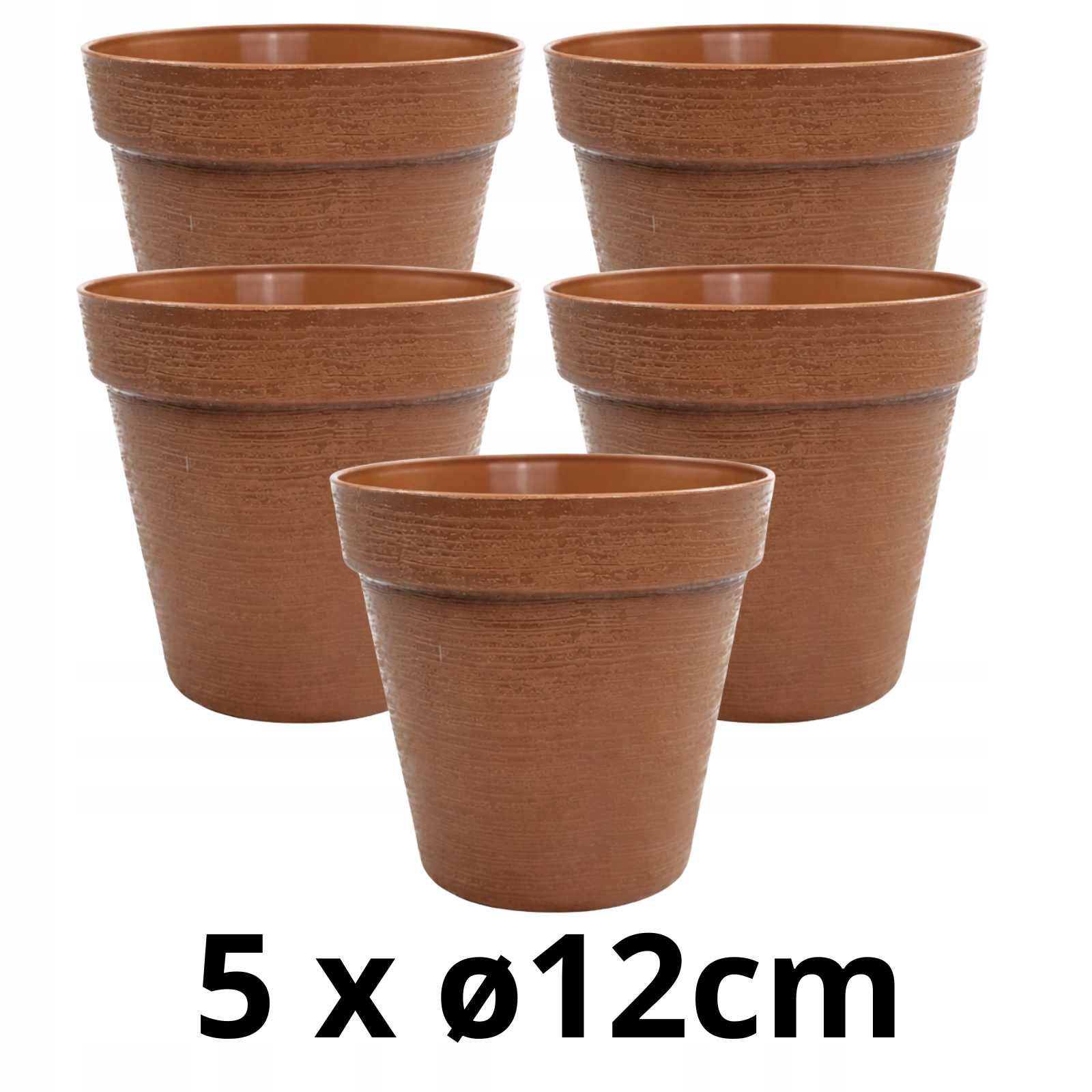 5 X Doniczka w Stylu LOFT 12 cm, 740ml, Eko, UV Odporna, Brązowy 2