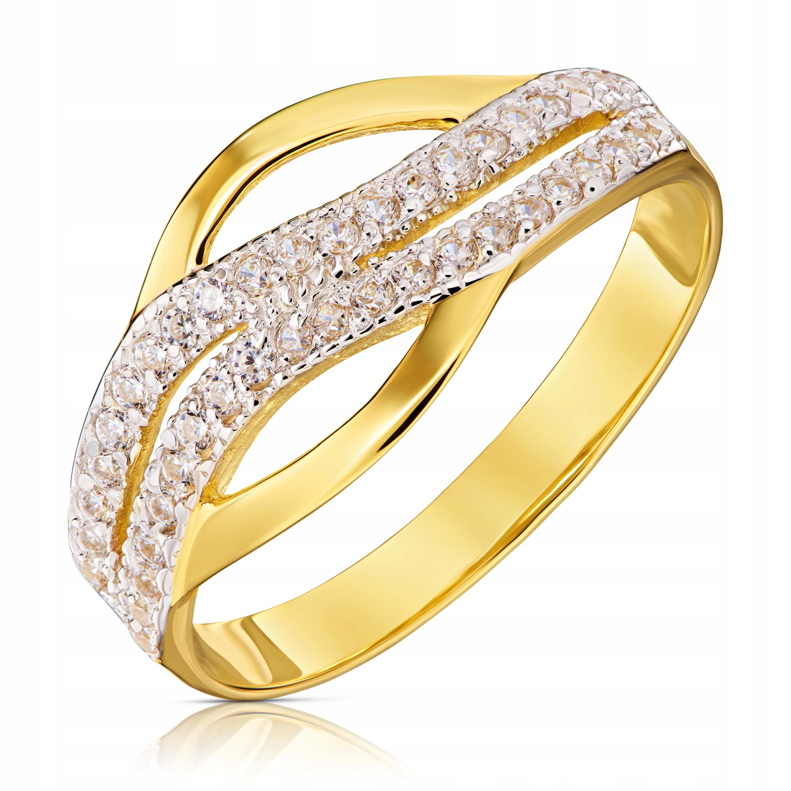 Prstýnek Prsten 585 S Vlnami A Prokládanými Kameny, Bohatě Zdobené, Vel. 15