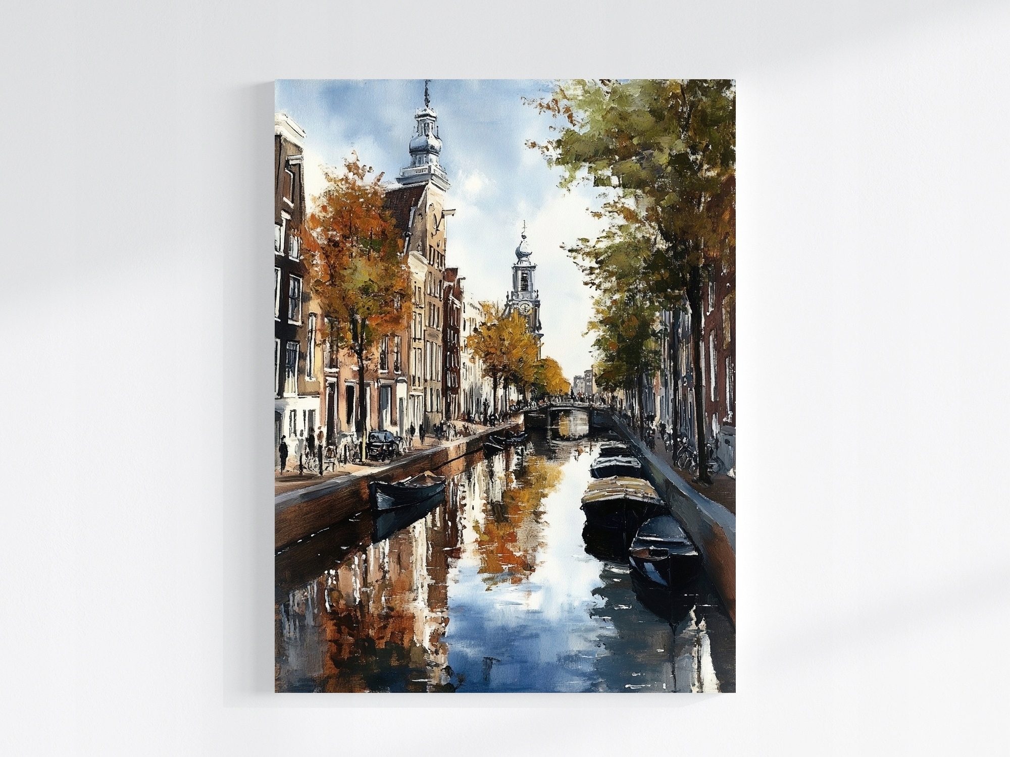 Obraz Na Plátně Canvas Krajina Město Nizozemsko Amsterdam Kanál Loďky 60x80
