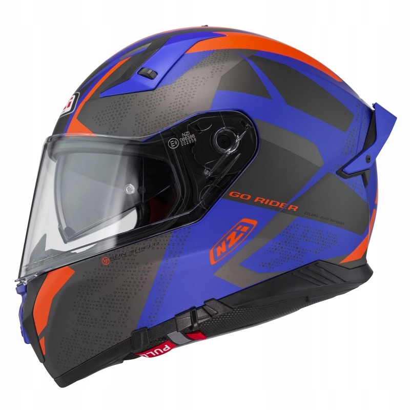 Motocyklová Prilba Nzi Go Rider Stream Duo Trident Blue Antracite Orange Matt
