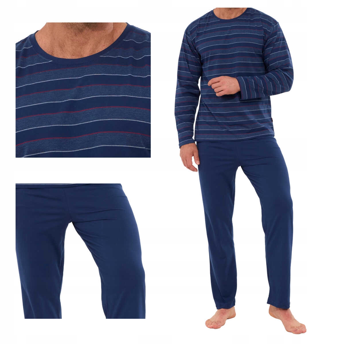 Cornette Pánské bavlněné pyžamo s dlouhým rukávem Various 138/56 plus 3XL