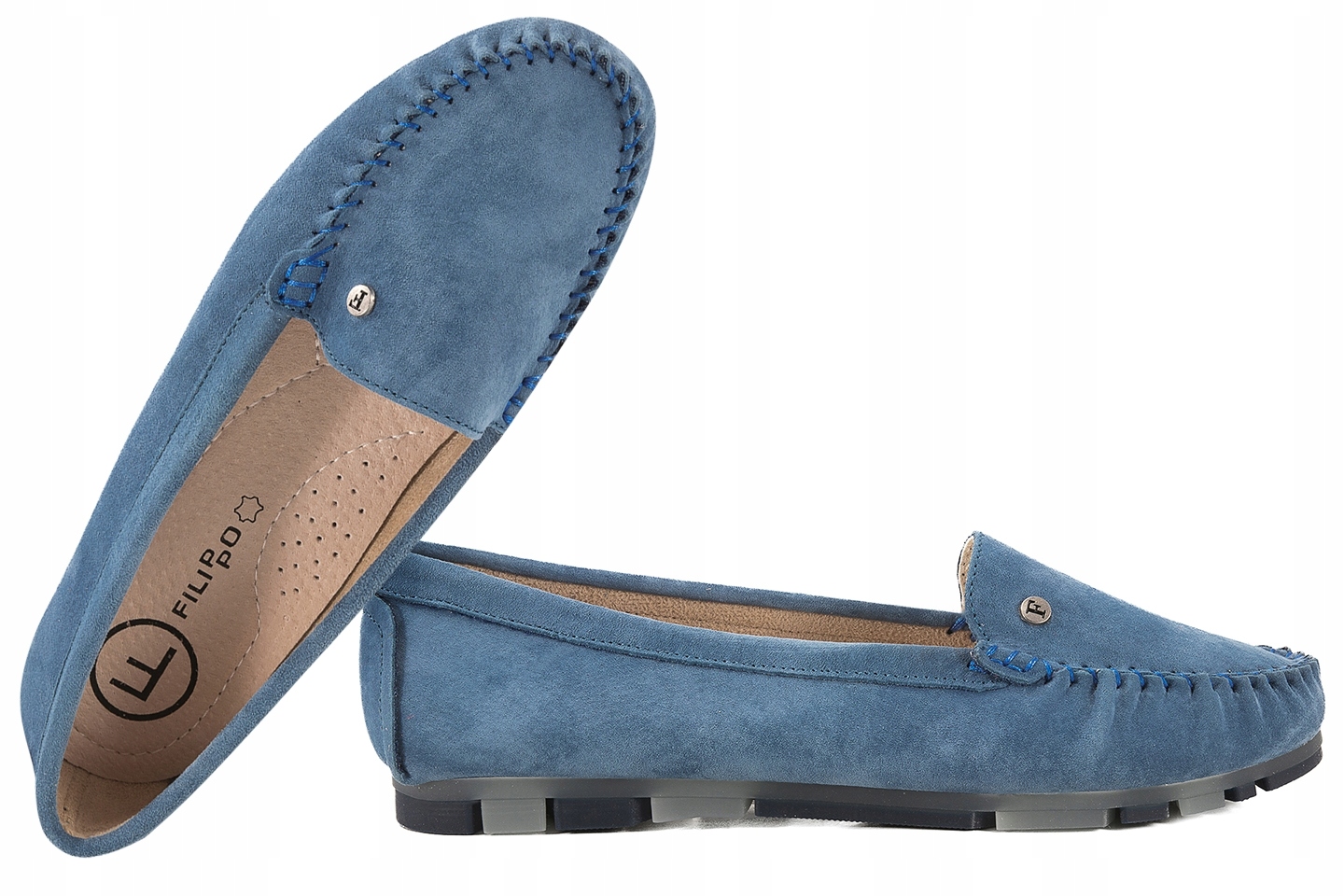 Filippo DP2037 Semišové Mokasíny Dámské Kožené Polobotky modré 37