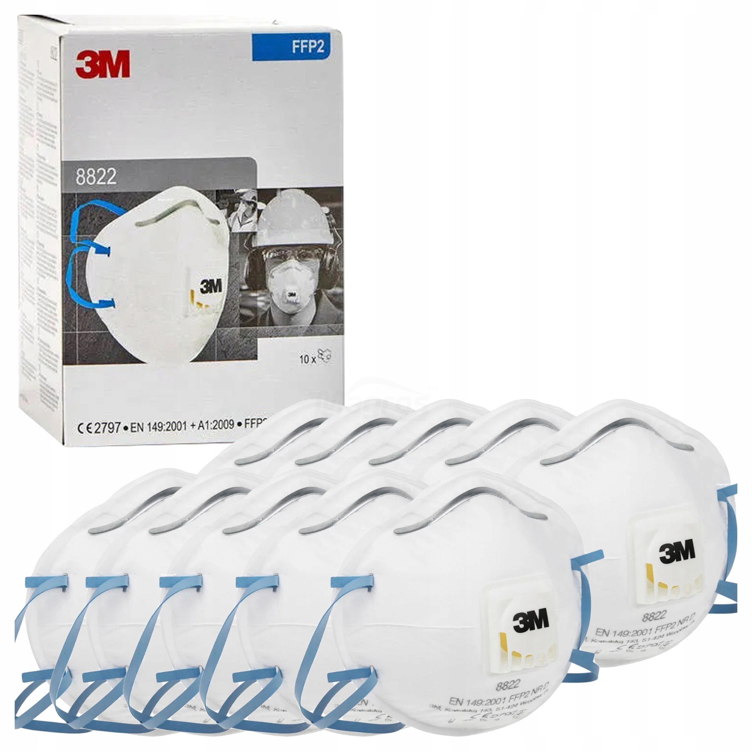 10 x Polomaska pro filtrování koronaviru SARS-CoV-23 3M 8822 FFP2 Č. D