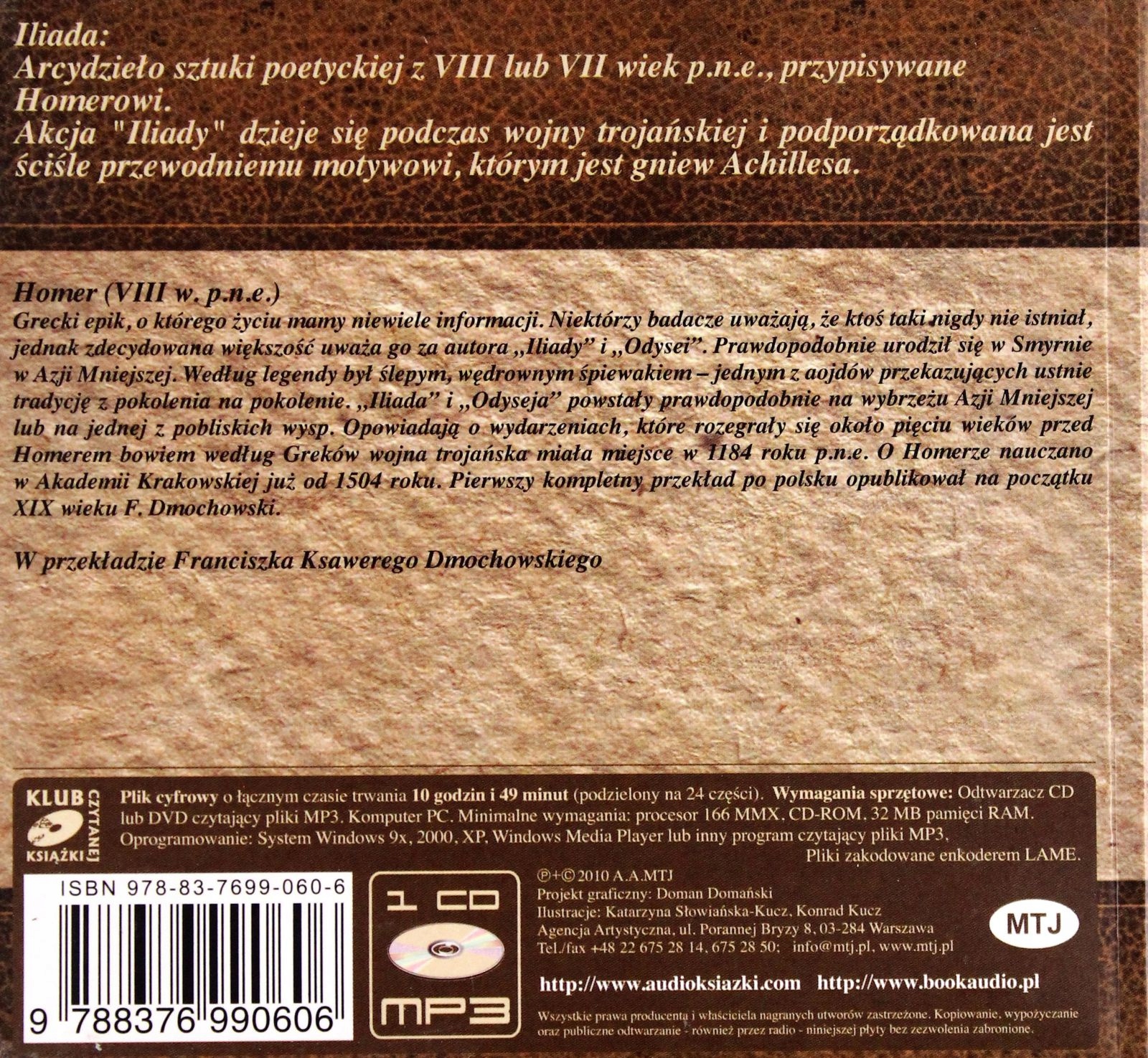 ILIADA - HOMER [AUDIOBOOK] [CD] Stan opakowania oryginalne