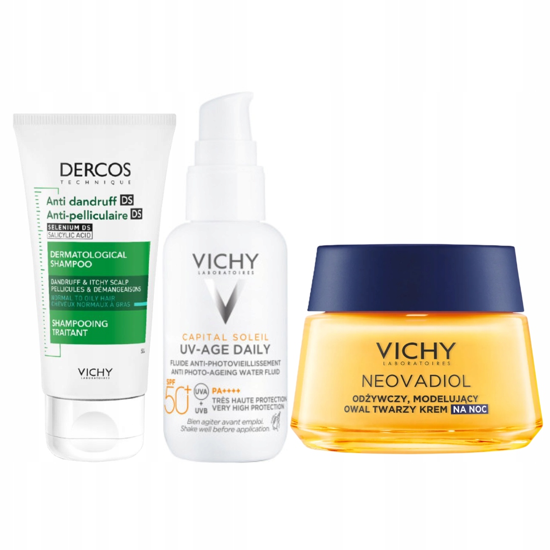 Vichy Neovadiol Krem na noc uzupełniający 50ml Fluid SPF50+ lekki 40ml