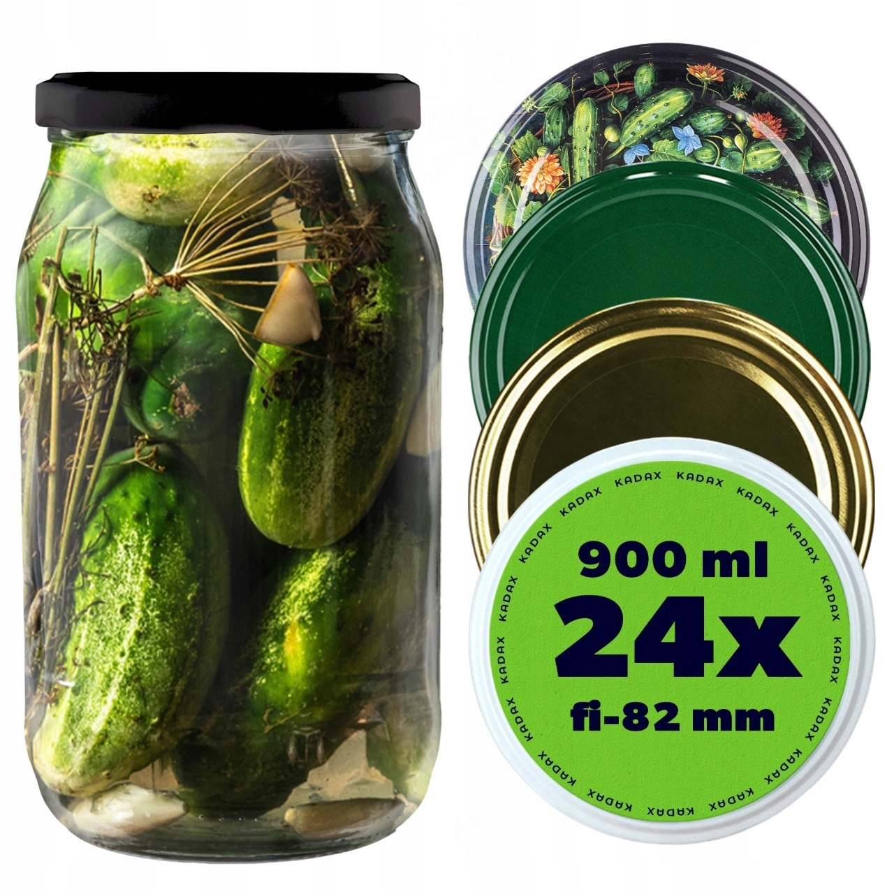 Zavařovací Sklenice 900 ml Sklenice Na Zavařeniny Okurky Víčka Šroubovací Víčka 0,9 l 24 Kusů Fi 82