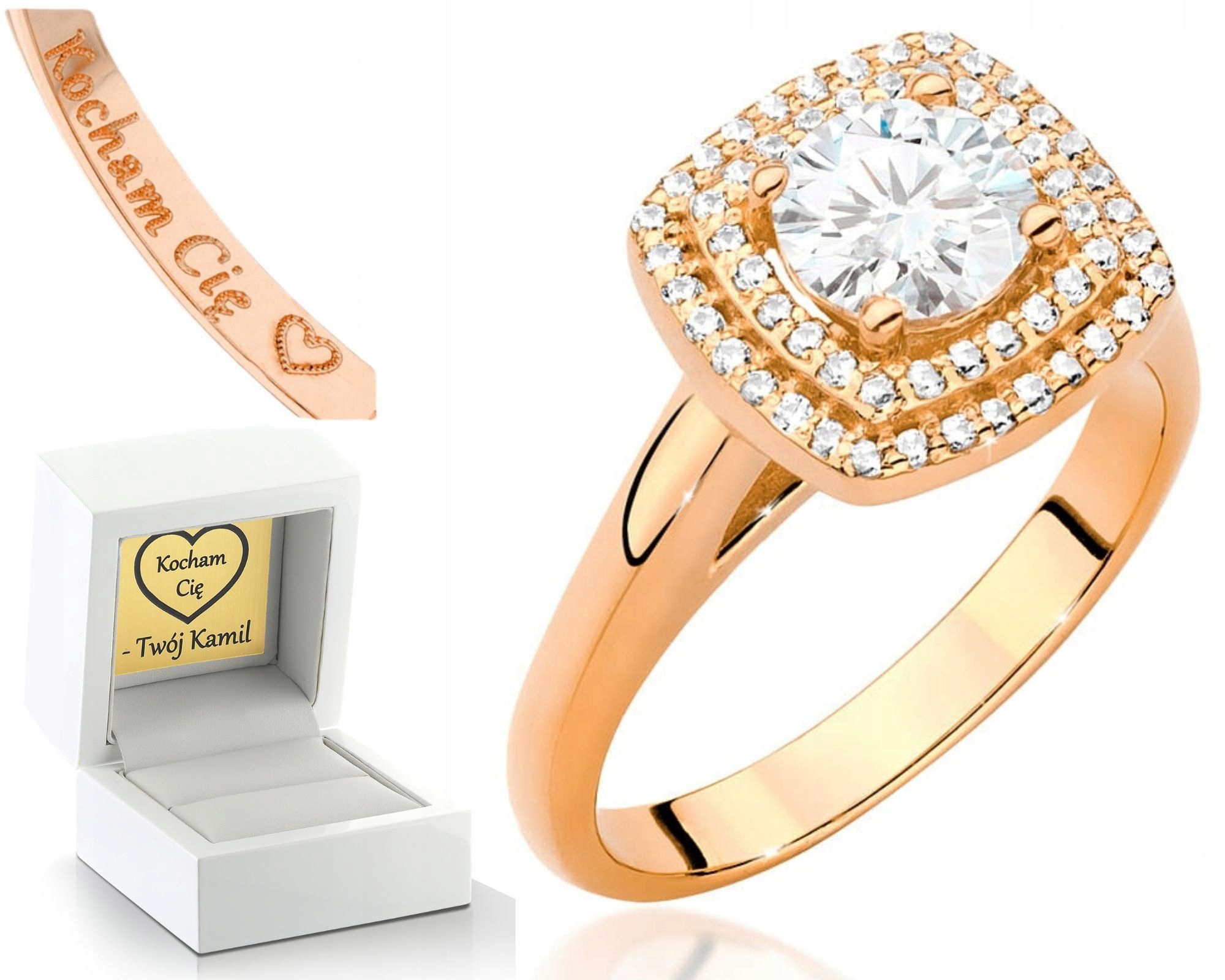 Růžové Zlato Prstýnek S Diamanty 585 Gravírování Bonus