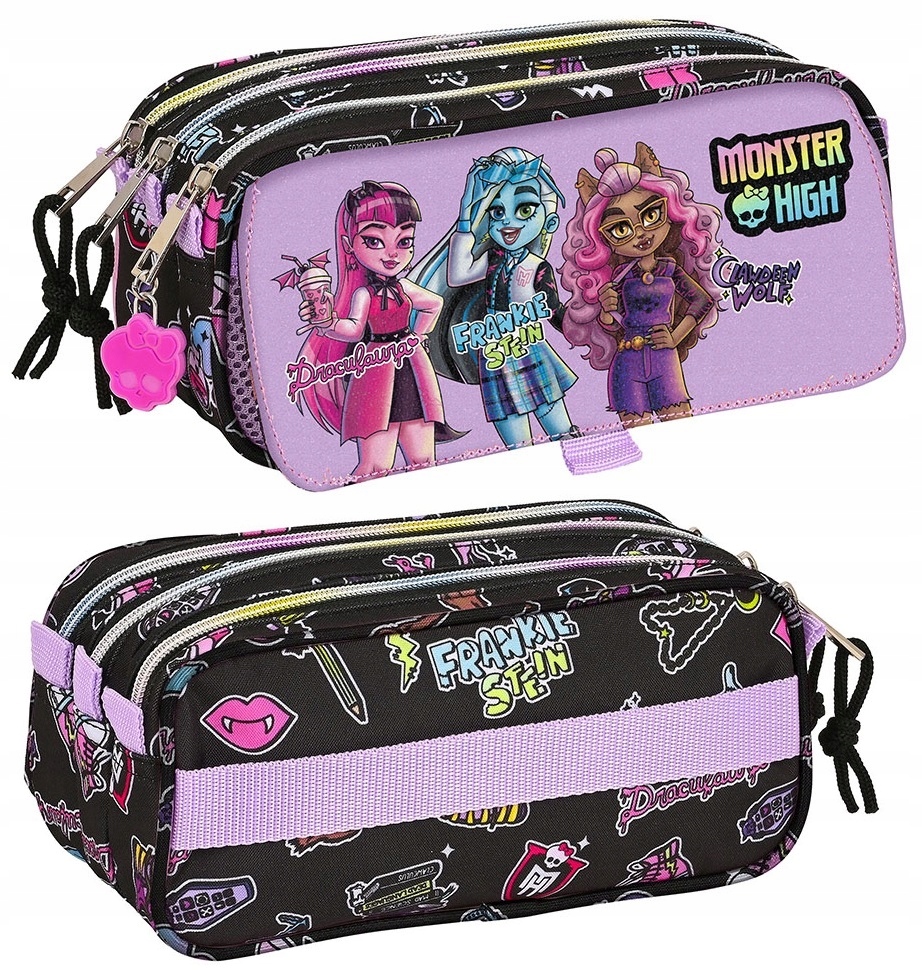 Piórnik 3 Przegrody Saszetka Monster High Creep