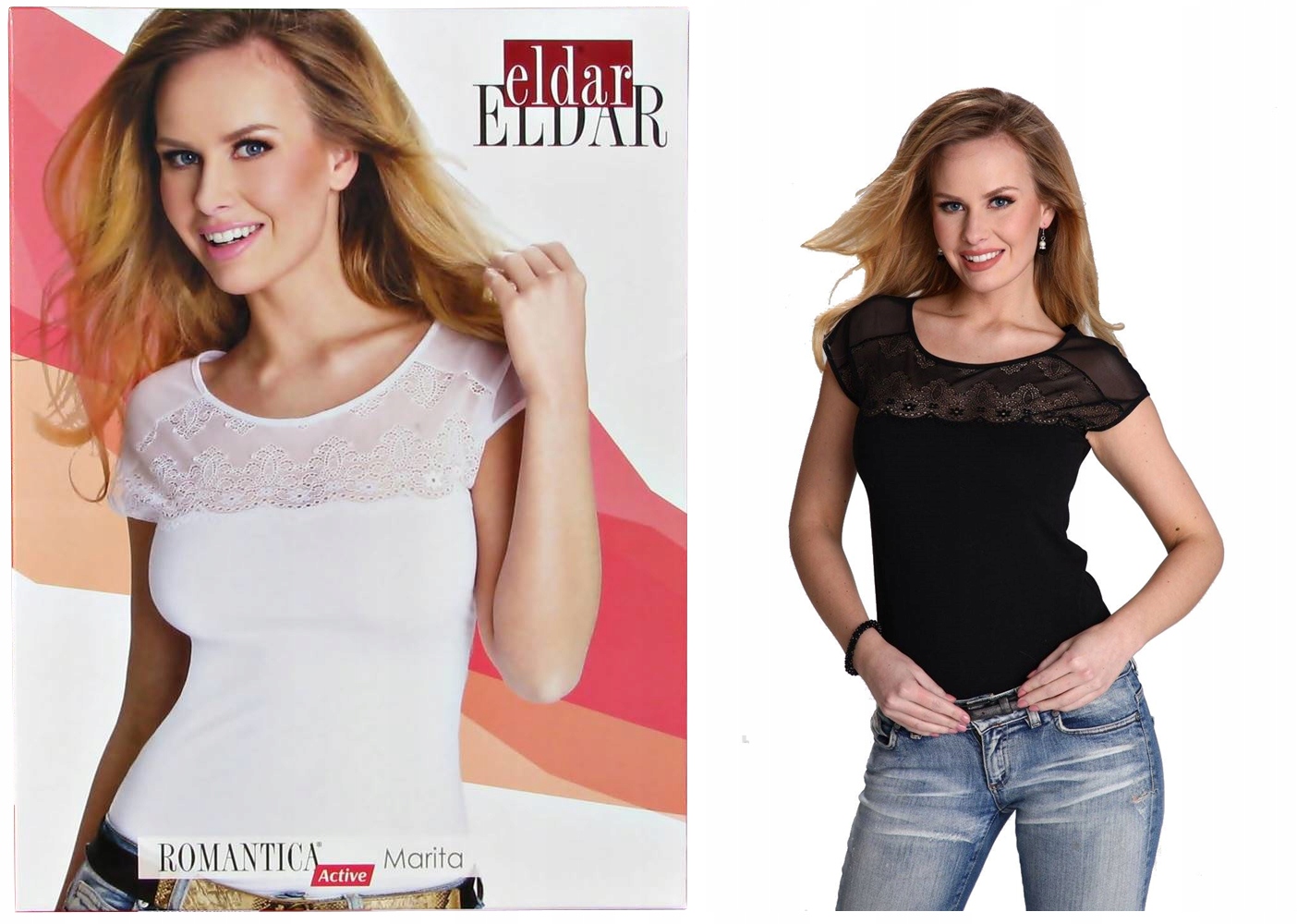 

Eldar Active Koszulka z koronką Marita Czarna r.L