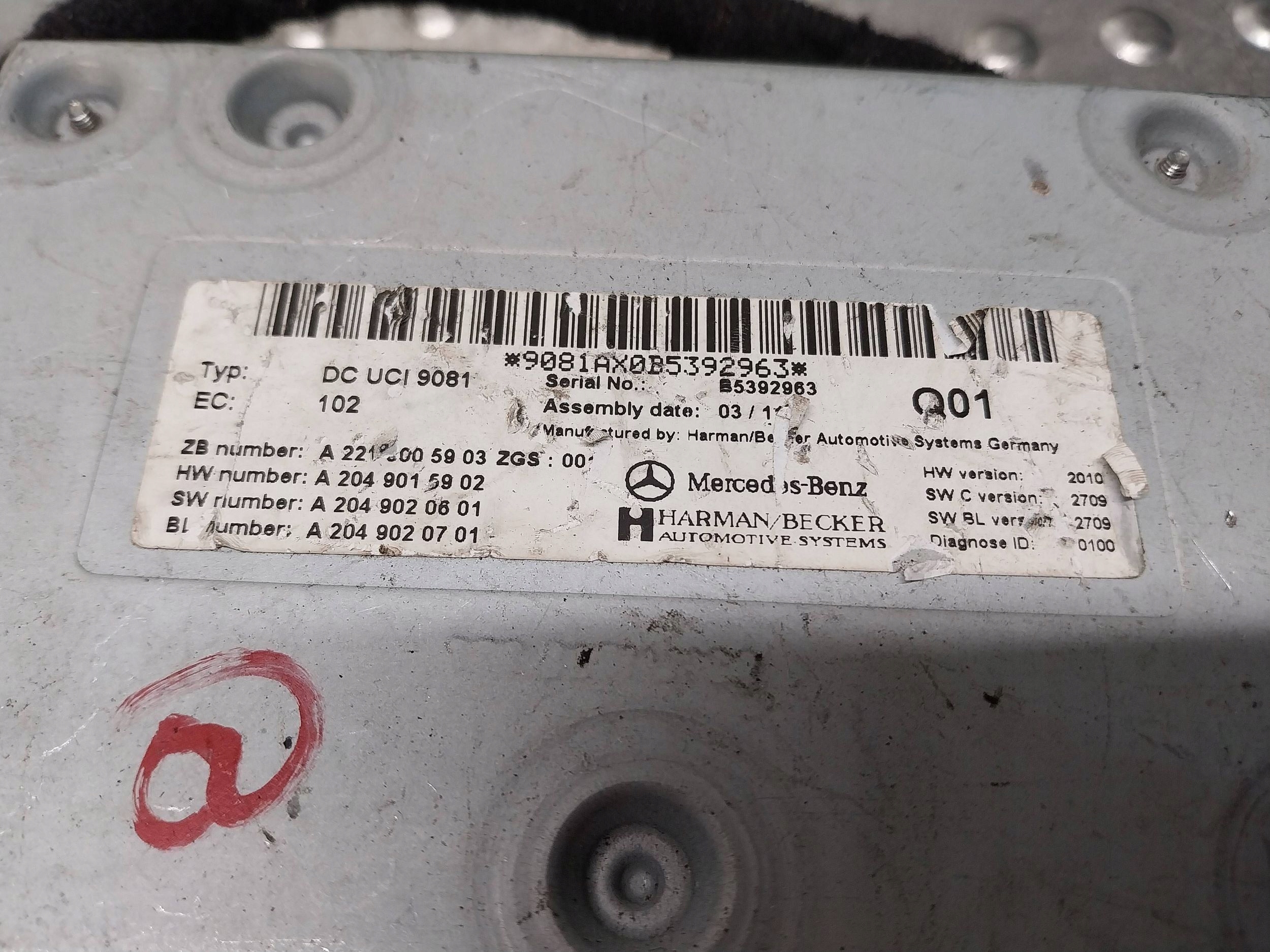 module control unit HARMAN BECKER A2219005903 MERCEDES E-KLASA W212 CLS W218