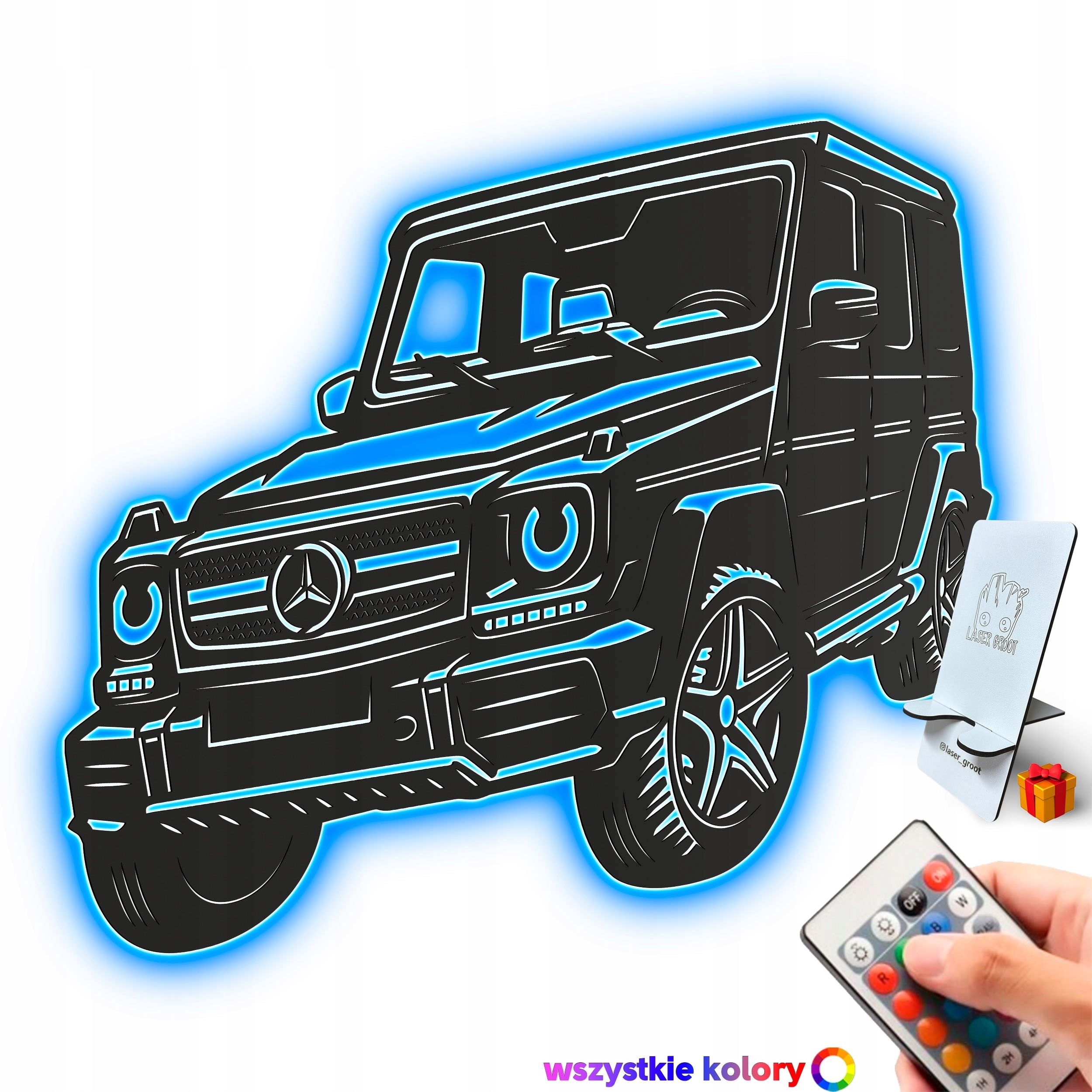Dřevěný 3D obraz Mercedes-Benz G-class Dárek Noční Lampa Led XL