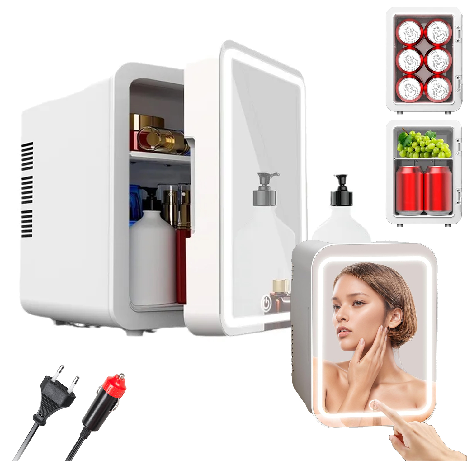 Elektrická turistická lednička 12v/230v do auta 4L Zrcadlo Podsvícení