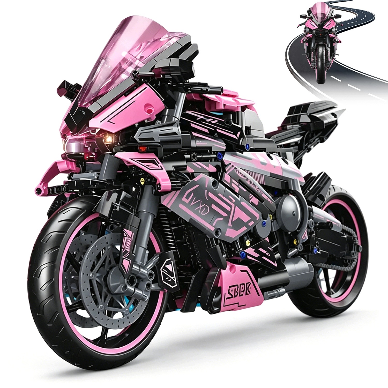 Klocki Konstrukcyjne Zestaw Motor Motocykl 2066El Puzzle 3d Zabawka