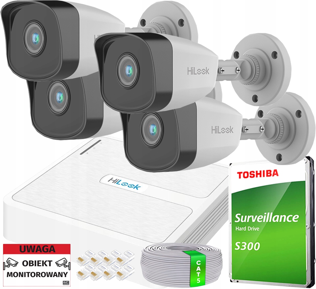 Sada Ip monitorování HiLook 4 kamery 5Mpx IPCAM-B5 rekordér 8CH PoE