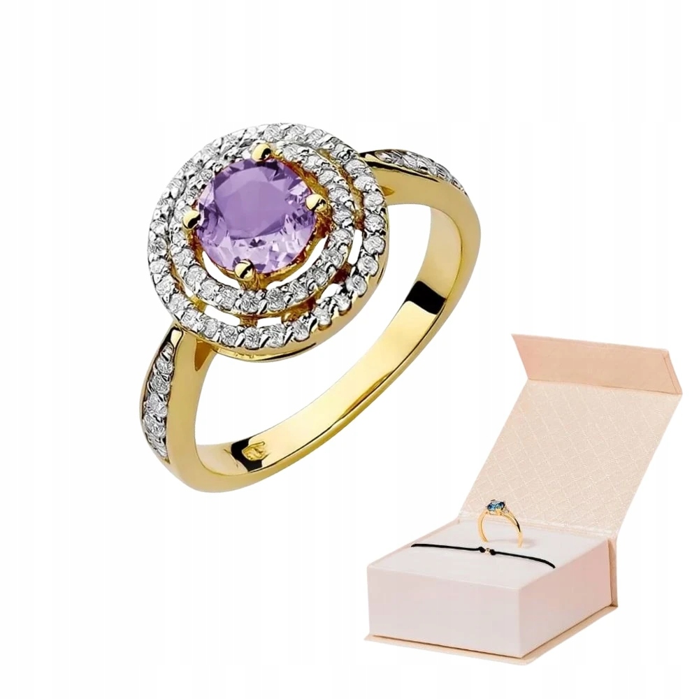 Prstýnek S Ametystem 585 V Koruně Diamantů Zlatý Náramek