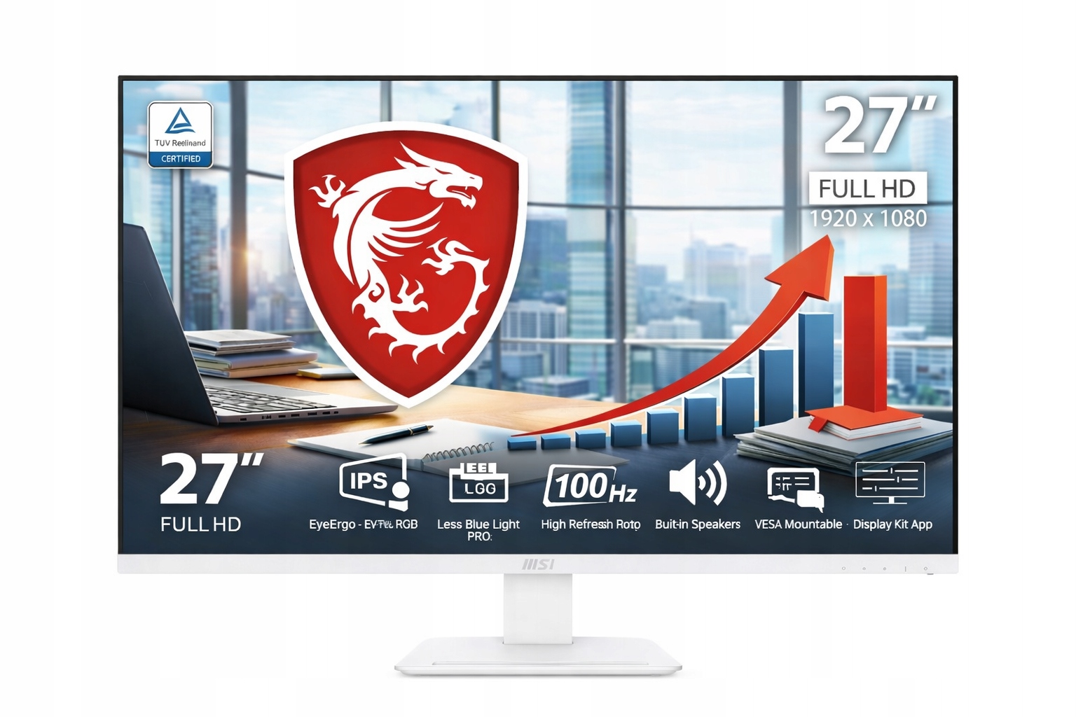 Monitor Msi Pro MP273AW 27" Ips Fhd 100Hz 1ms Głośniki Biały