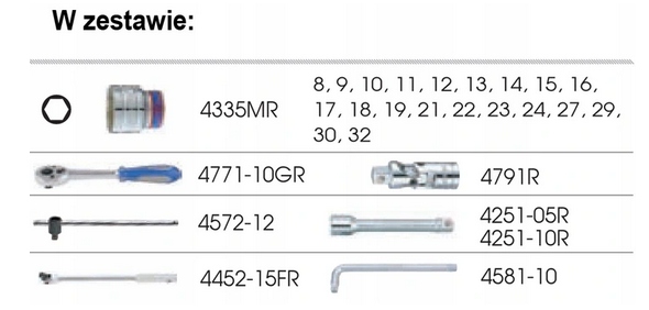 Zestaw NASADKI KLUCZE 6kt 8-32mm 1/2 27sz KING TONY WKŁAD 9-4527MRV02 Marka King Tony