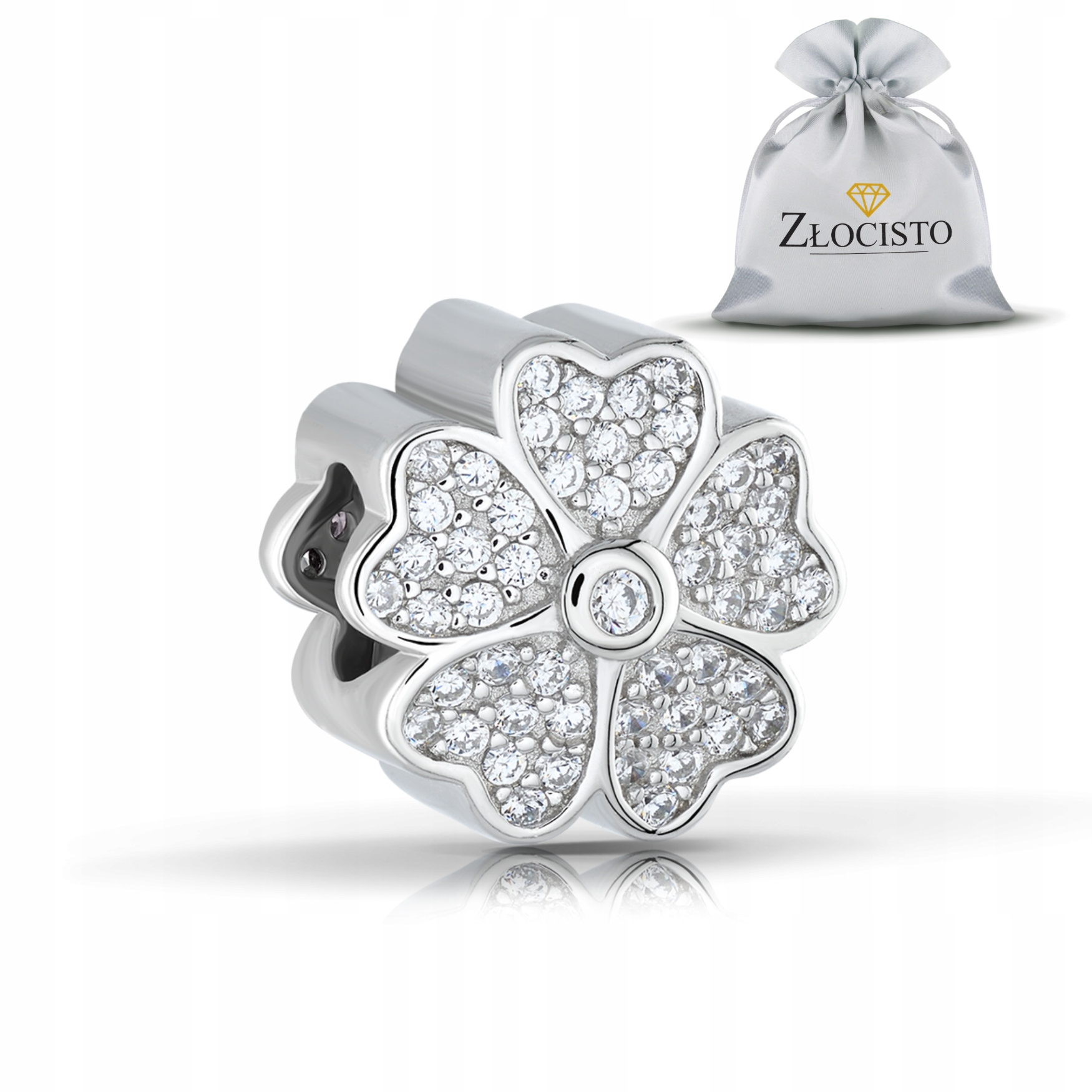 Stříbrné Přívěsky S Korálkem Na Náramky 925, Čtyřlístek