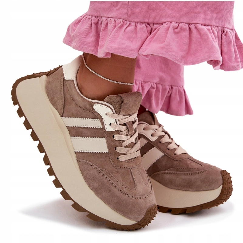 Dámské Tenisky Ze Semiše, Masivní Platforma D&a GR61-5986 Béžové 41