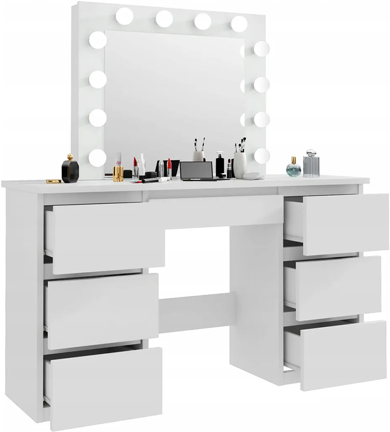 2X Туалетный столик Funfit с зеркалом LED, белый, бренд Funfit